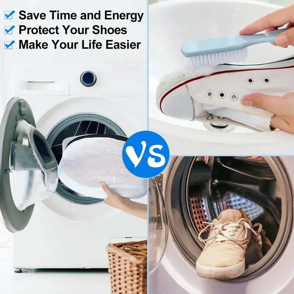 1PC Mesh Laundry Bag with Zipper - Shoe & Clothes Washing Organizer, Delicates Wash Bag, Travel & Storage