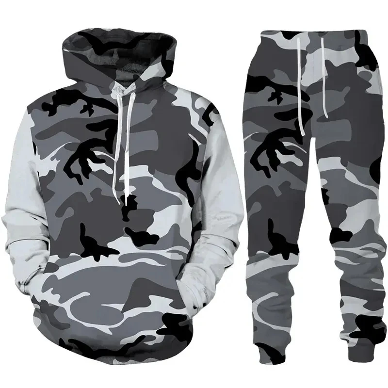 2026 novo camuflagem com capuz calça terno 3d impresso casual das mulheres dos homens de alta qualidade roupas de treino moda masculina 2 pçs conjuntos