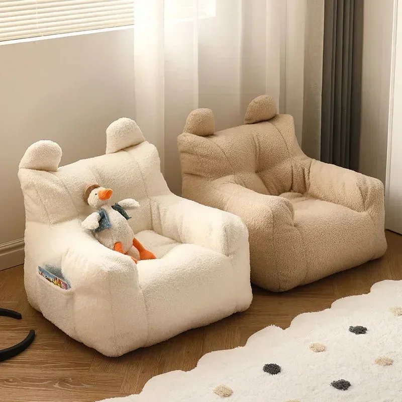 Kinderbank Baby Lezen Luie bank Katoen en linnen Lamswol Stof Schattige kleine fauteuil Afneembaar en wasbaar