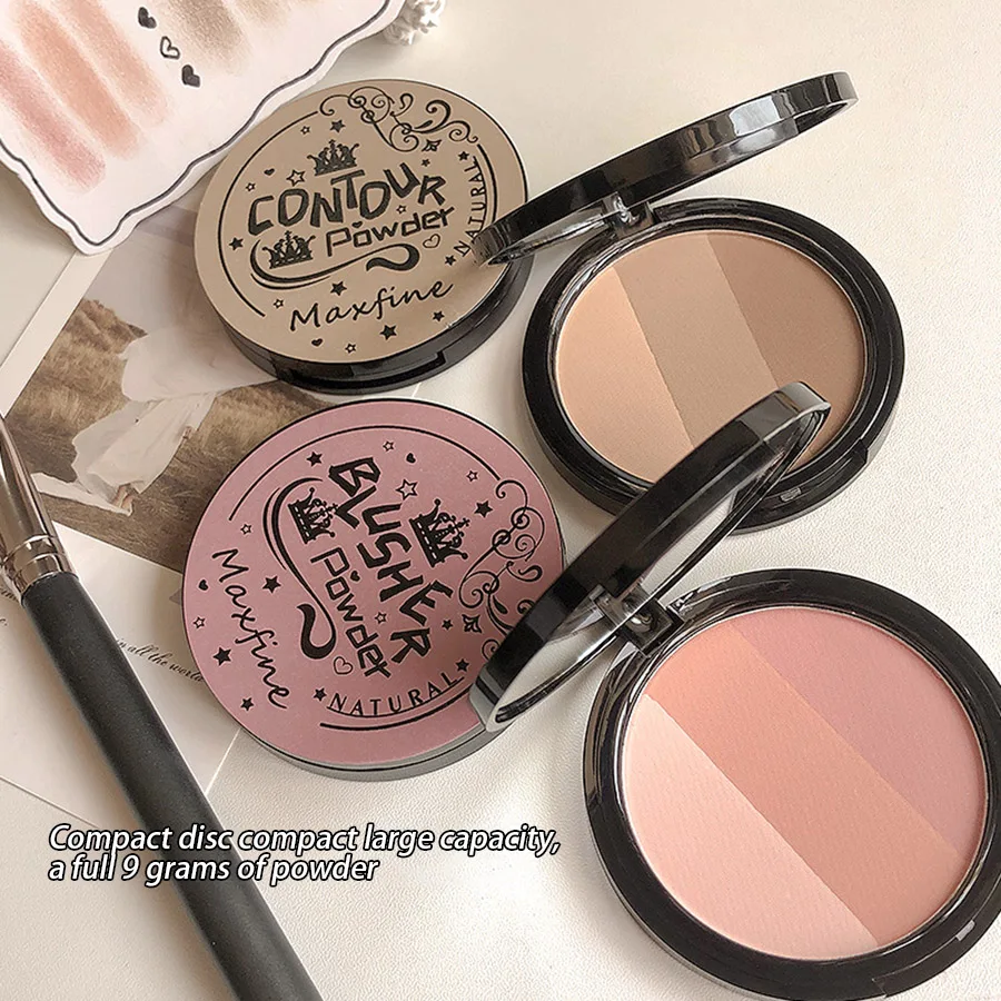 Driekleurig Blush-Palet Delicaat, Langdurig, Waterdicht, Niet-Vervagende Oogschaduw Blush-Integratieblad