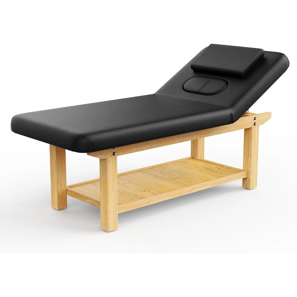 Massage bed.Wooden Massage Bed Adjustable Heavy-Duty WideStationaryMassage Table forTreatment Physical TherapyTable Professional
