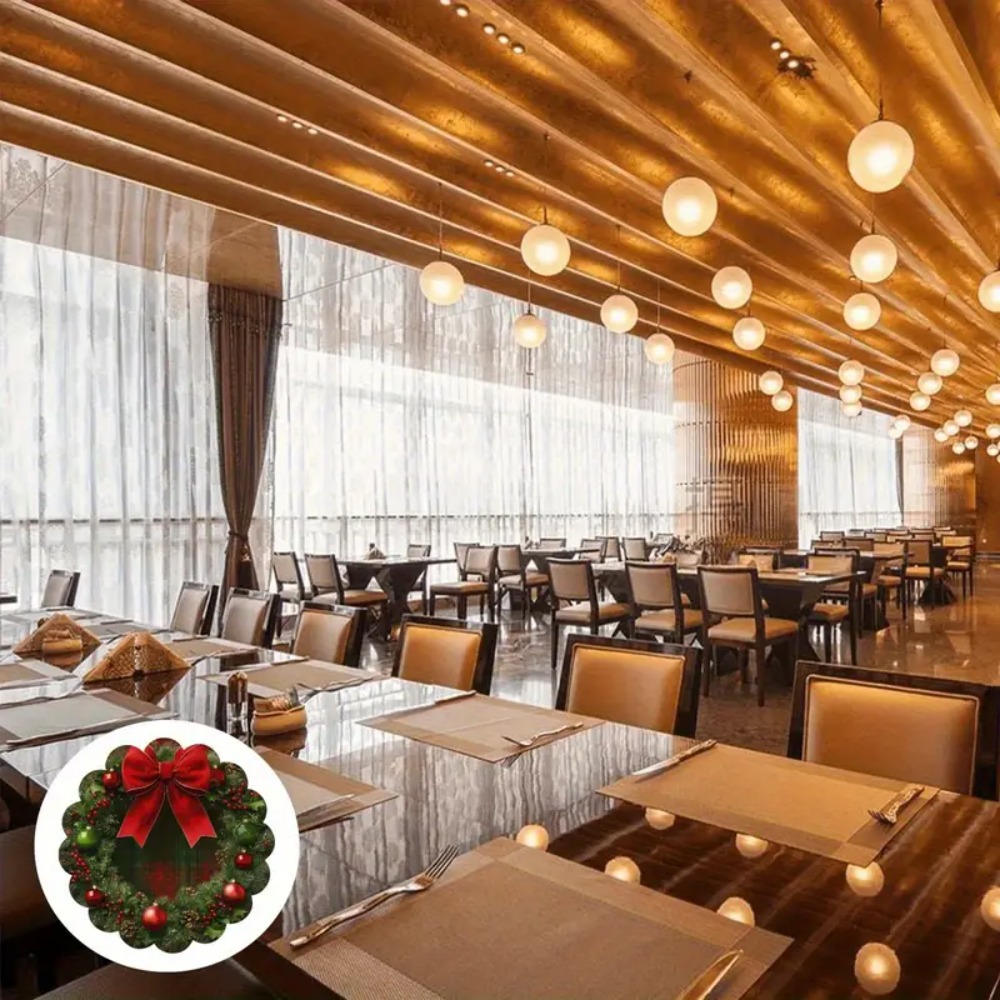 4PCS Christmas Circular Waves Placemats Non Slip Heat Resistant Table Mats Winter Dining Party Christmas Decor Round Tablecloth