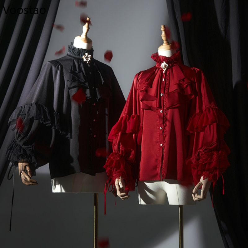 Vitoriano gótico vintage lolita camisas femininas elegante rendas retalhos batwing manga blusa topos feminino y2k estética jk blusas