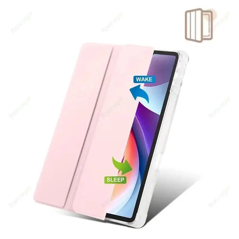 Con estuche porta lápices para Lenovo Tab M11 11 "2024 TB330FU soporte delgado funda protectora de carcasa suave triple funda trasera translúcida