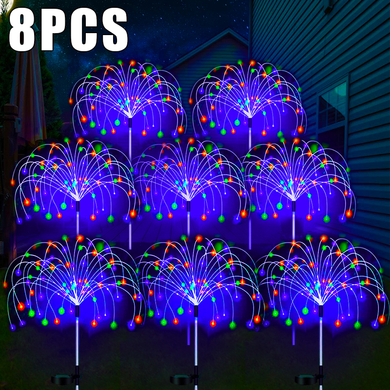 Lámpara LED Solar de fuegos artificiales para decoración de jardín al aire libre, luces de hadas impermeables para camino, Patio de Navidad, balcón, Patio, luz Solar para césped