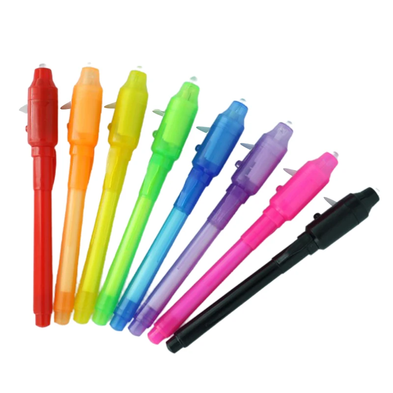 Magie Nachtlicht Stift UV Schreiben Unsichtbare Tinte Stift kinder Spielzeug Kreative Schreibwaren Schule Büro Malerei Tinte Stift 12 stücke rando