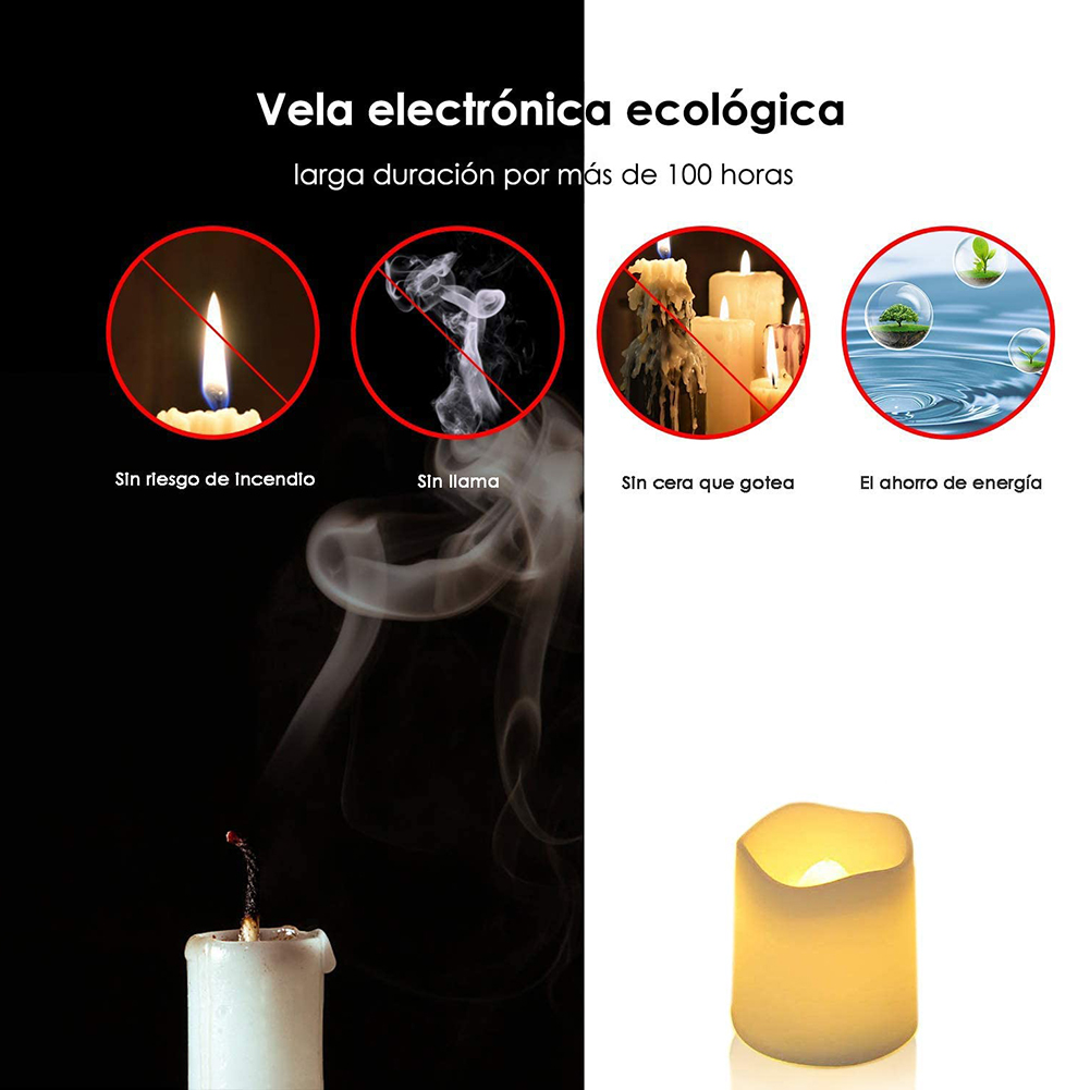 24 pièces/ensemble bougie LED sans flamme souhaitant créatif LED bougie chauffe-plat blanc chaud sans flamme Halloween décor de noël bougie lumière