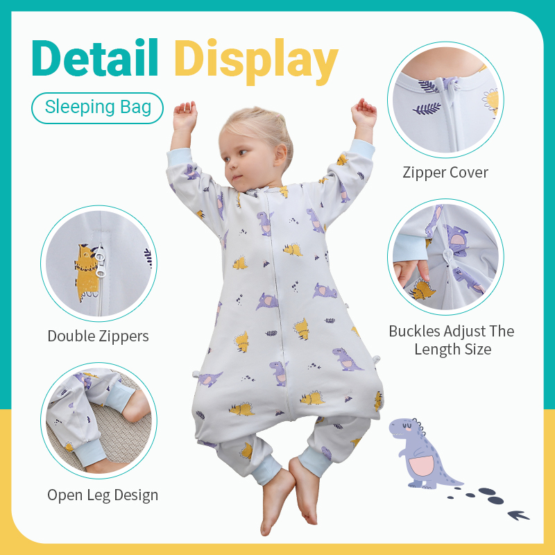 MICHLEY-saco de dormir de algodón para primavera, saco para bebé, saco de dormir de dibujos animados, pijamas de manga larga, ropa de dormir para niñas, niños, 6M-6T