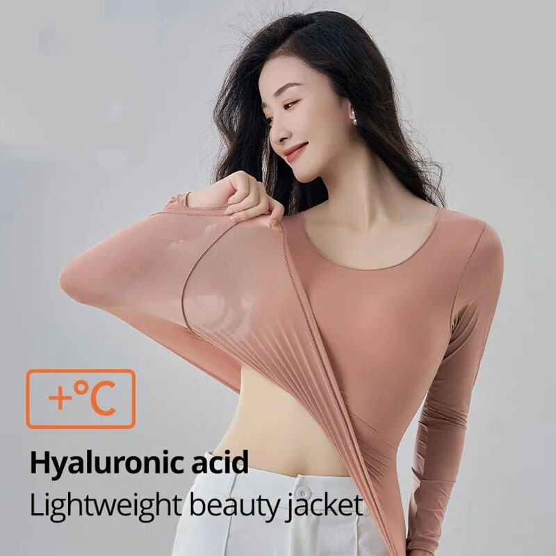 Winter Autumn Women Thermal Underwear Long Sleeves Bottoming Shirt Pullover Elastic Casual Solid Ladies Basic Thermal Tops 2025