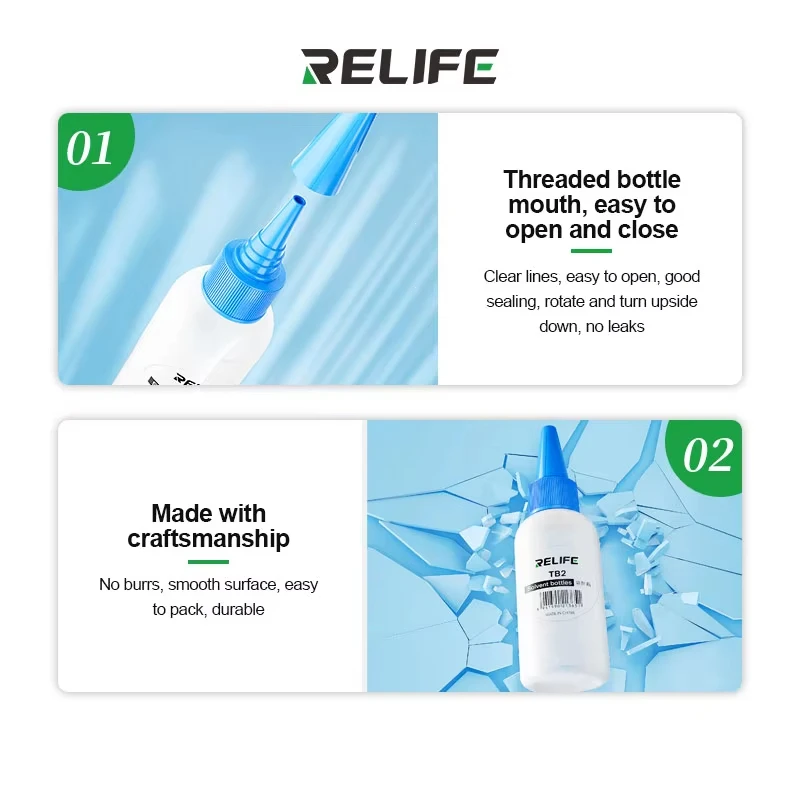 Relife RL-054 RL-TB2 Soldeer Flux Pasta Hars Gereedschap Lege Vloeibare Plastic Alcohol Fles Parfumflesje met Naald Tip Reparatie