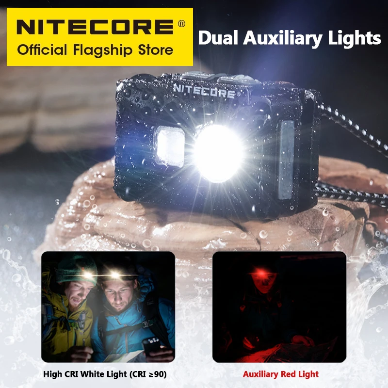 NITECORE NU20 Linterna frontal recargable USB-C clásica 38 g Faro ultraligero para mochilero Camping al aire libre, Trail Running