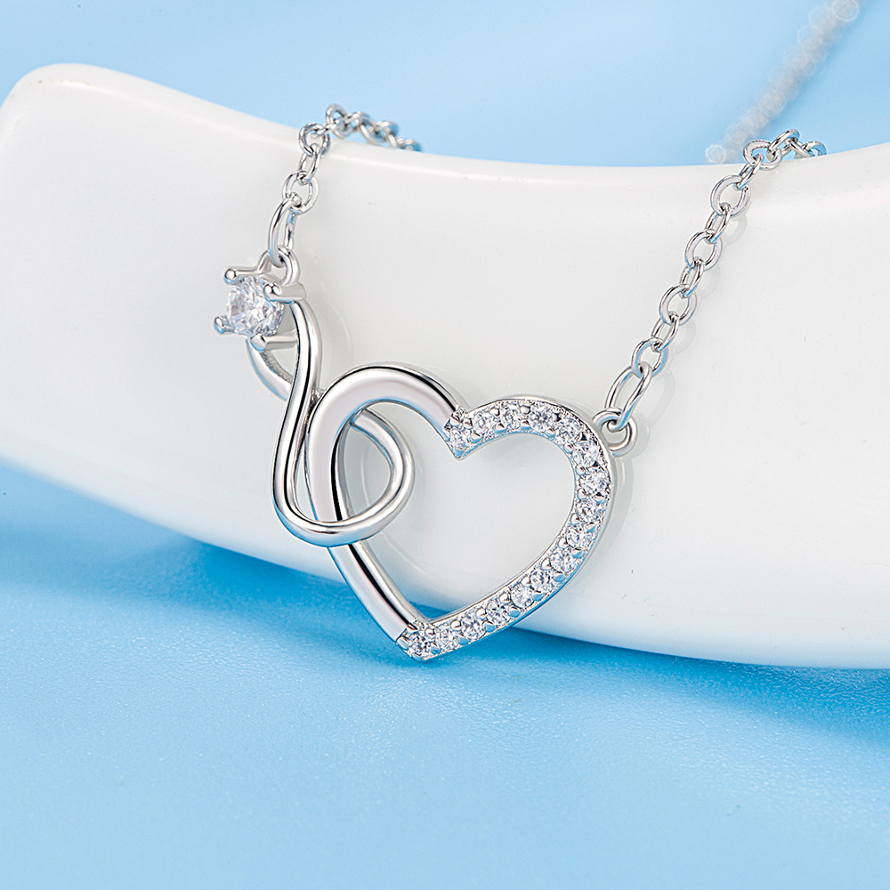 Dây Chuyền Bạc 925 Đính Đá Zircon Trái Tim Lồng Vào Nhau Dây Chuyền Cho Nữ Cao Cấp Chất Lượng Món Quà Trang Sức Nữ Miễn Phí Vận Chuyển Vật Dụng GaaBou