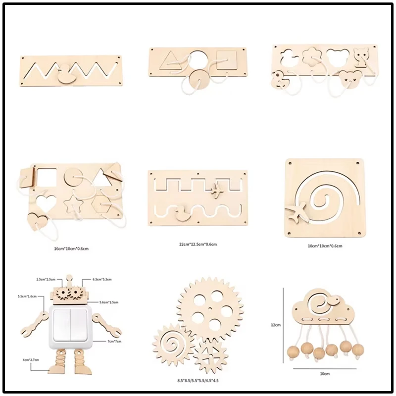 나무 바쁜 보드 DIY 장난감 아기 몬테소리 감각 활동 보드 어린이를위한 액세서리 잠금 Busyboard 부품 교육 완구