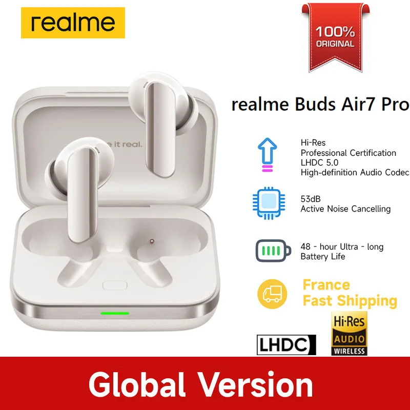 Global Version realme Buds Air 7 pro 53 dB Diepzee Ruisonderdrukking AI Gelijktijdige interpretatie LHDC 5.0 Bluetooth 5.4