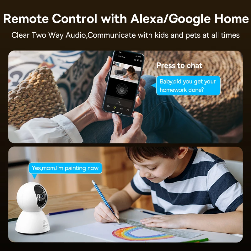 Baseus 4MP IP Camera Smart 5G WIFI Security Camera Indoor Home Protection PT 3K High Clarity Two Way Audio Surveillance Camera