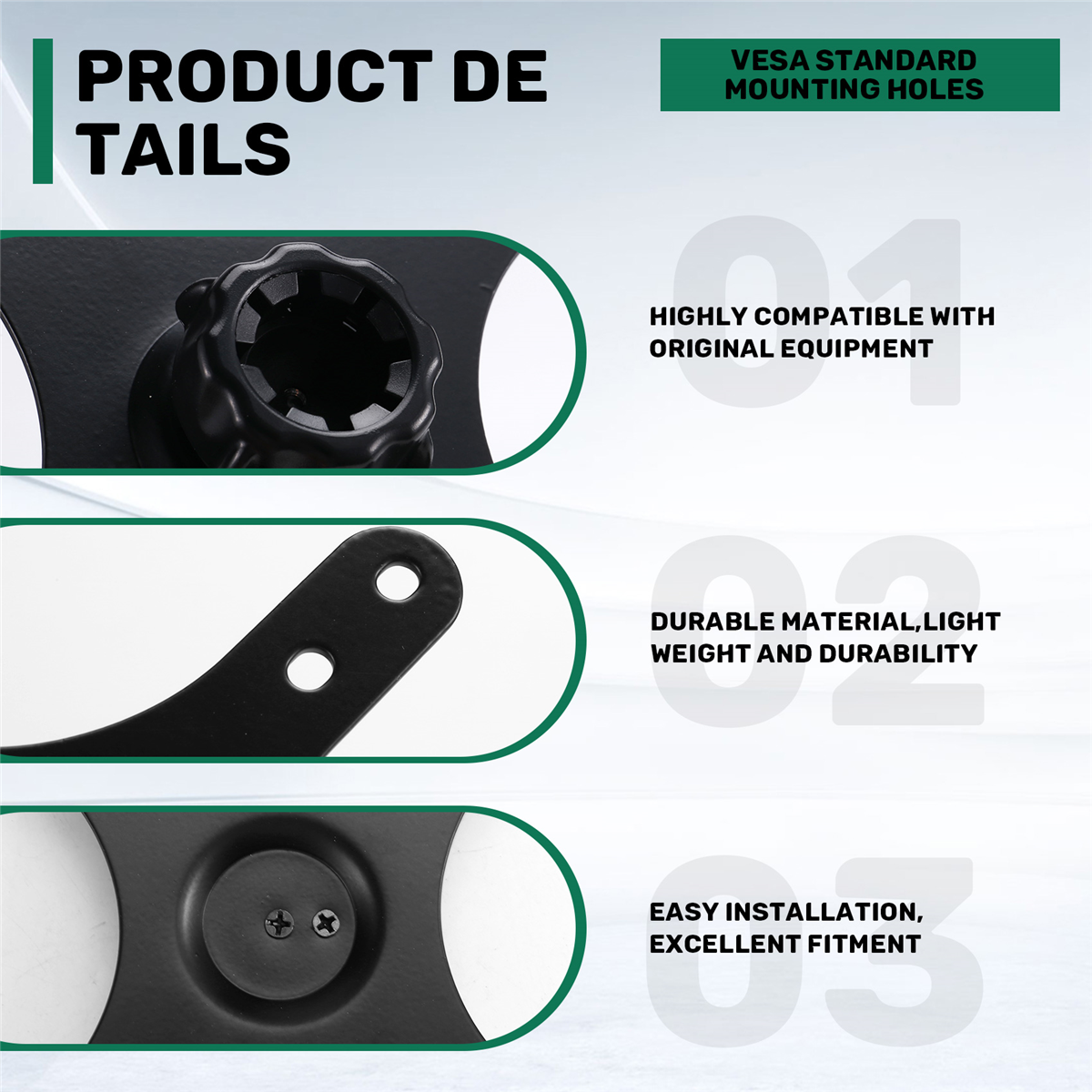 BABQ ポータブルモニター取り付けアダプターブラケットプレート、17mm ボールヘッドから 100x100mm 75x75mm、ウォールマウントアームマウントユニバーサル