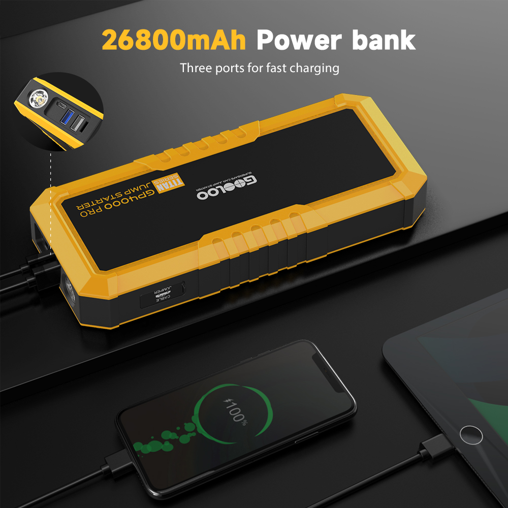 GOOLOO 4000A Start Power Bank 26800mAh Jump Starter Auto Booster Batteria esterna 12V Dispositivo di avviamento per Benzina Diesel Powerbank