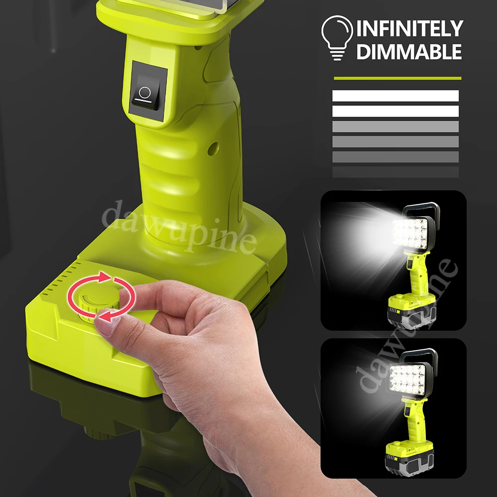 Portable Lanterns 18 LED Work Lights Camping Lamp Torch Searchlight Flashlight Spotlight for Ryobi 18V Lithium Battery P107 P108