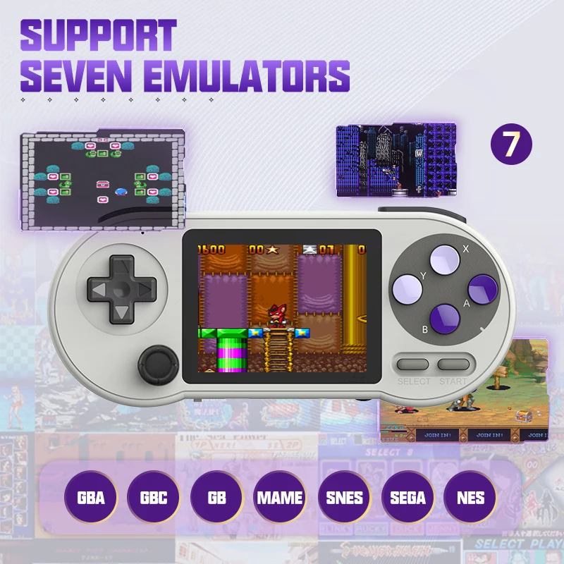 SF2000 휴대용 휴대용 게임 콘솔 3 인치 IPS 레트로 비디오 게임 플레이어 SFC FC GBA 아이 선물 AV 출력을위한 6000 게임 내장