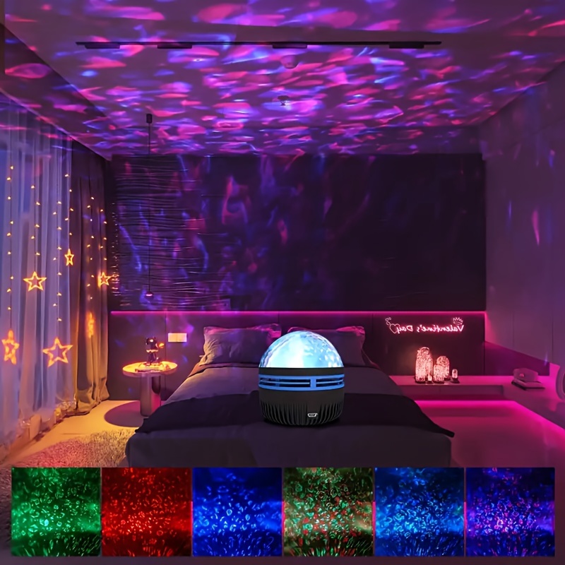 Led estrelado galáxia projetor luz rgb controle remoto inteligente estrela aurora lâmpada ktv alimentado por usb rotação automática para decoração do quarto casa
