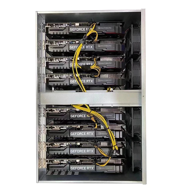 RTX 3060 3070 3080 3090 Support 65mm Spacing 8gpu Platform Frame with Power Supply Graphic Card case H61 B85 8 Gpu Cases