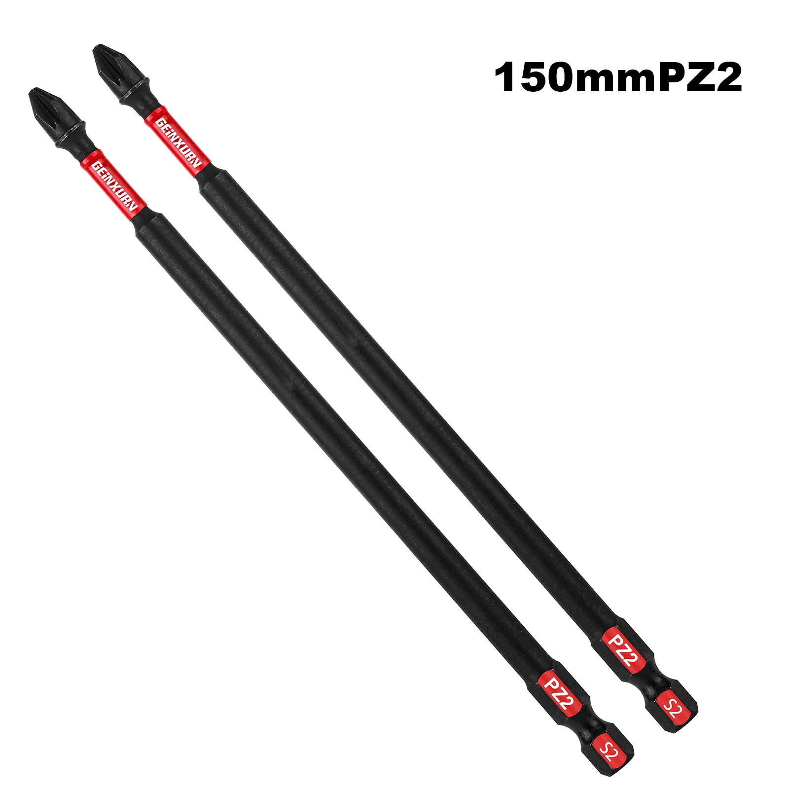 Geinxurn 6 pulgadas Pozidriv # Juego de puntas eléctricas de destornillador resistente al impacto PZ2, juego de puntas de destornillador de acero de aleación S2