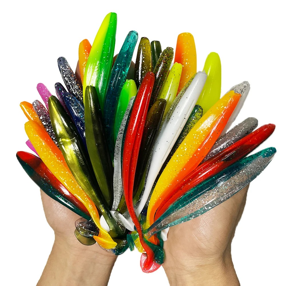 ซิลิโคนเหยื่อ 1-100pcs 70mm 90mm 120mm T TAIL SHAD หนอนเหยื่ออ่อนเหยื่อประดิษฐ์ Swimbait เหยื่อ Wobbler เหยื่ออ่อนตกปลา Spo