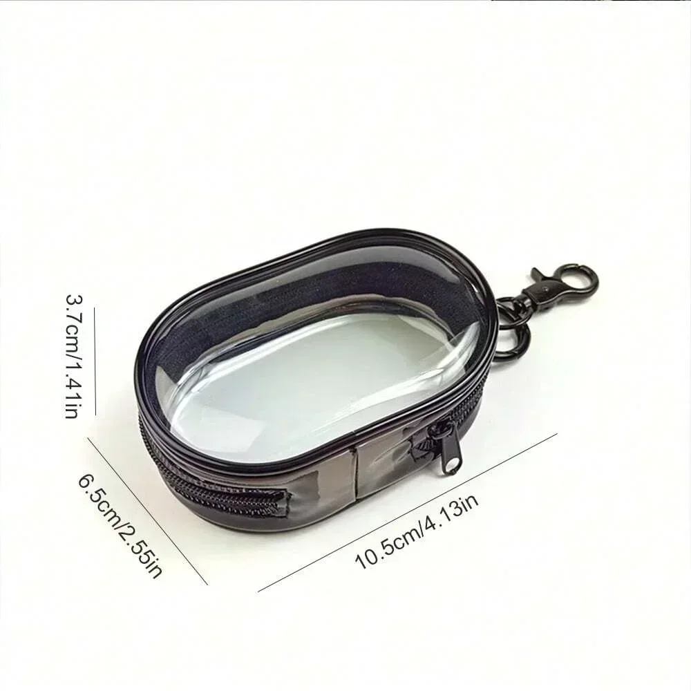 Portable Mini Transparent Storage Bag with Zipper Multifunctional Headphone and Charger Case Travel Accessories with Keychain