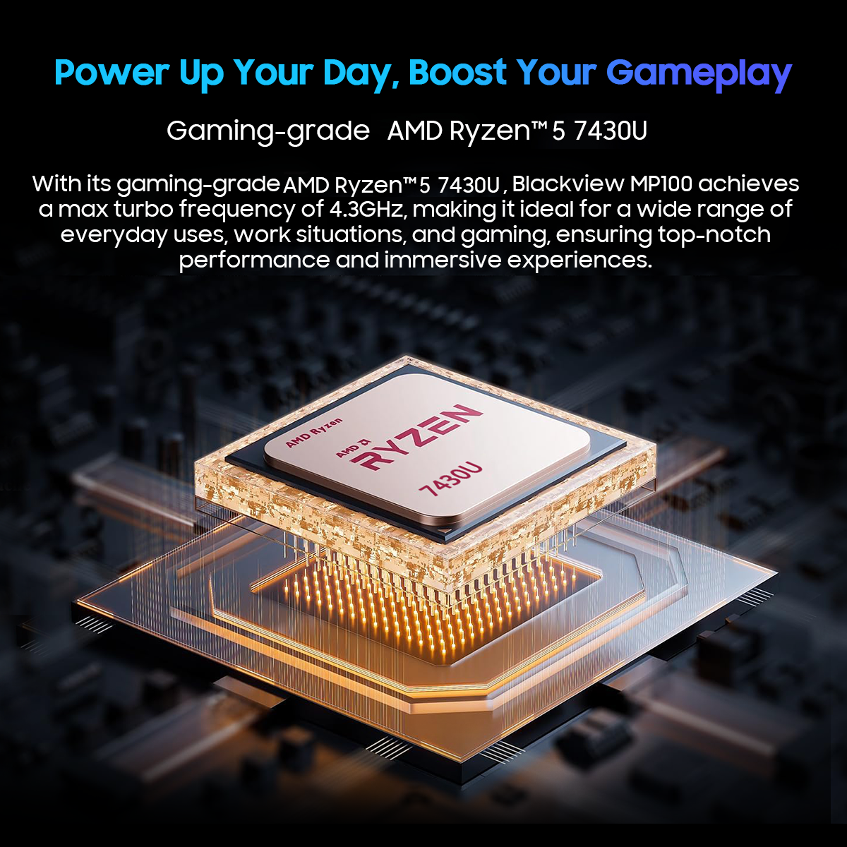 Blackview MP100 Mini PC AMD Ryzen 5 7430U 16GB RAM 512GB SSD, Mini computadora con WiFi 6/BT 5.2/4K Pantalla triple