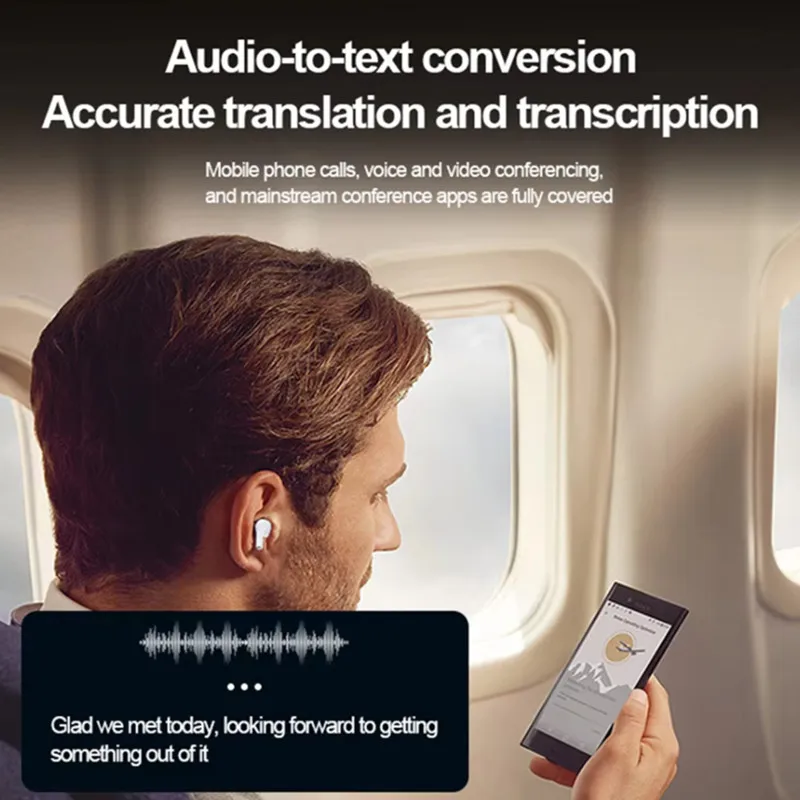 Auriculares AI Sony inalámbricos con Bluetooth, auriculares con traductor AI, 147 idiomas con pantalla táctil, Control por aplicación de comunicación