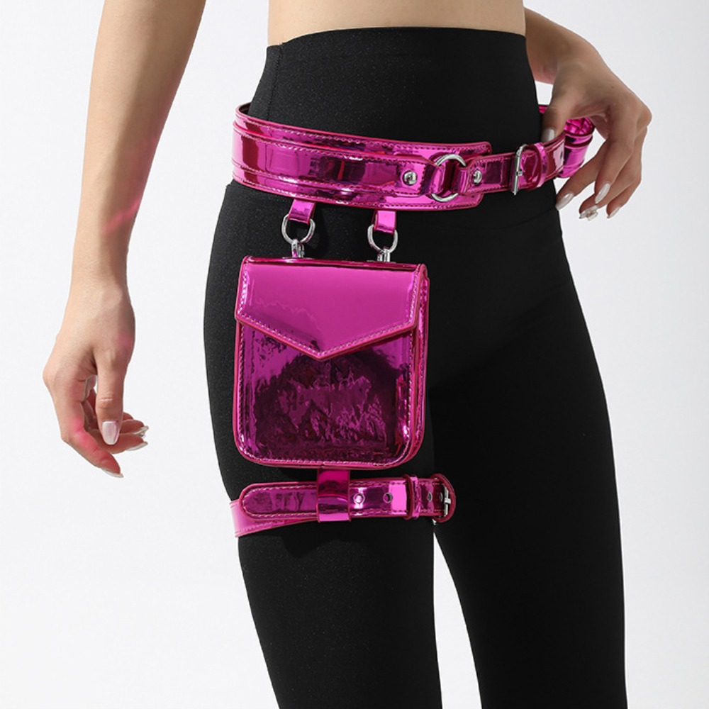 Creatieve Punk Metallic Taille Riem Pouch Goth Beenring Dij Harnas Beenzak Portemonnee PU Leer Motorfiets Heuptas Meisje