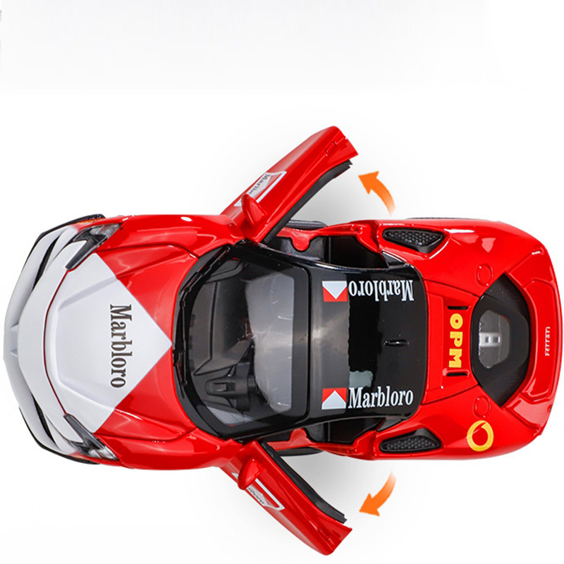 1: 32 Ferari SF90 Modelo de carro de liga de alta simulação Diecasts Toy com som e luz puxar para trás veículos decoração brinquedos para crianças