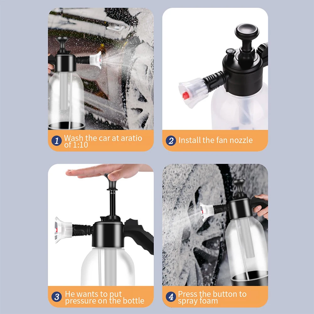Regadera de jardinería para el hogar, bote de espuma resistente a los ácidos y álcalis, manual, presurizado, presión de aire, lavado de coches, 2L