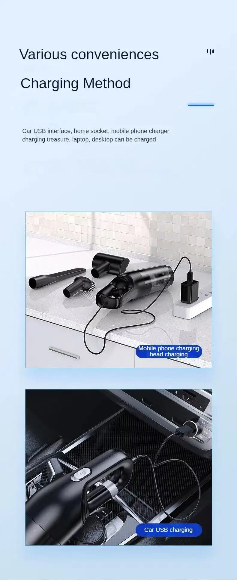 Aspirapolvere domestico portatile Aspirapolvere portatile ricaricabile Auto Casa Doppio scopo Wireless Raccoglitore di polvere Peli di animali domestici 10000PA