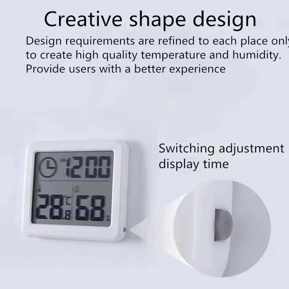 LCD Digital Thermohygrometer Ultra-thin Simple Smart Home อิเล็กทรอนิกส์ดิจิตอลเครื่องวัดอุณหภูมิเครื่องวัดความชื้นนาฬิกาแขวน