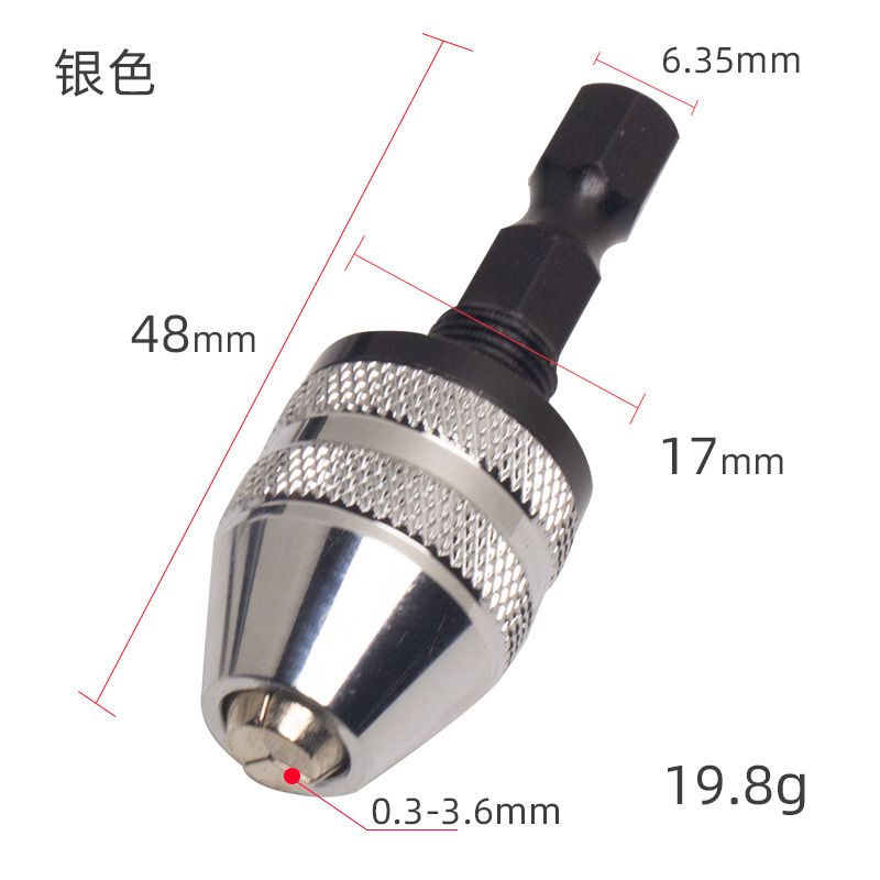 0.3mm-6.5mm Boorkop Keyless Slagschroevendraaier Adapter Schroevendraaier Hoofd Micro Motor Vastklemmen Hex Schacht Mini Klauwplaten armatuur