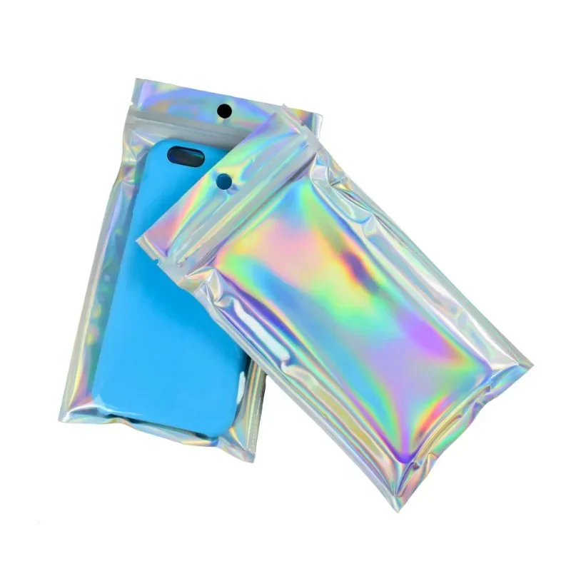 Resealable Laser Self Lock กระเป๋าขนาดเล็กธุรกิจบรรจุภัณฑ์ Holographic ซองแบนพลาสติกใส Candy เครื่องประดับถุงเก็บอาหาร