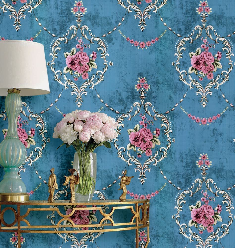 Damask Peel และ Stick วอลล์เปเปอร์ Retro ดอกไม้ Self Adhesive Wallpaper ไวนิลสติ๊กเกอร์แปะผนังสำหรับห้องนั่งเล่นตู้ DIY