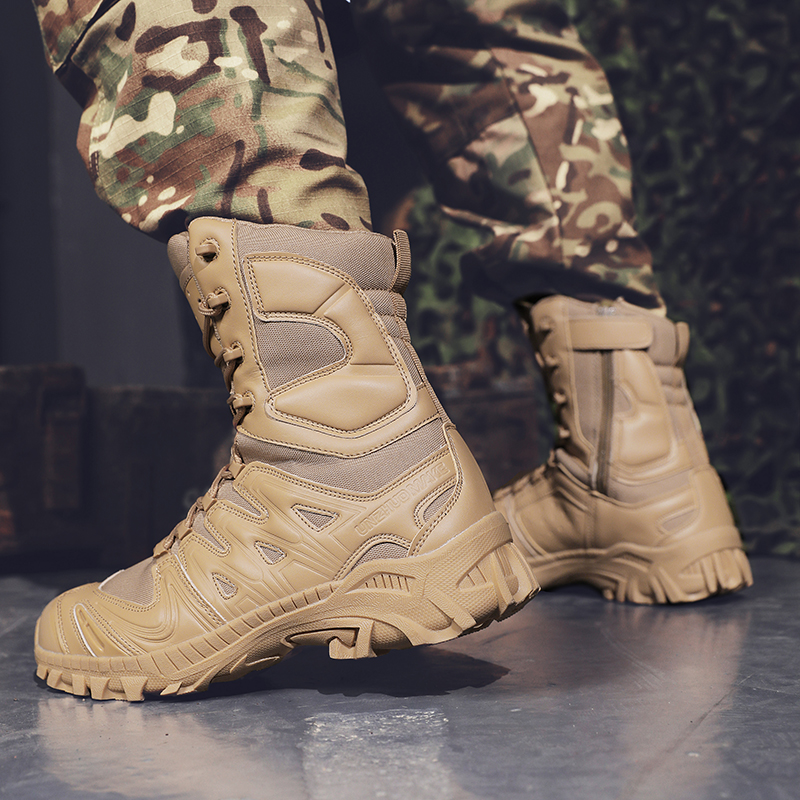 Botas de entrenamiento de jungla antideslizantes para exteriores para hombre, botas altas para caminar de talla grande para las cuatro estaciones, botas protectoras profesionales para el desierto