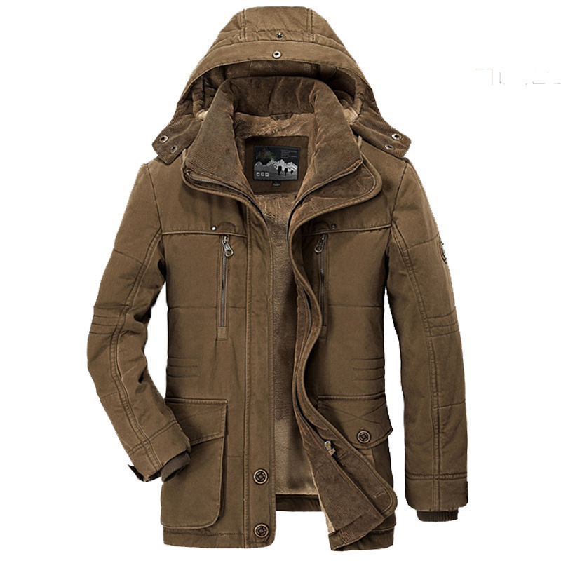 Boa qualidade masculino ajuste casacos de inverno multi-bolso jaquetas de carga dos homens casacos de inverno longos para baixo jaquetas com capuz casual quente parkas 7xl