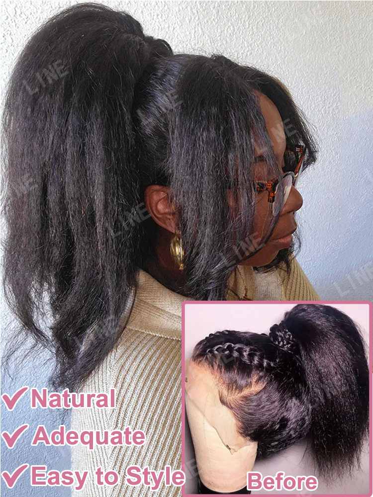 Hochdichte, verworrene, gerade 360-Grad-Lace-Front-Perücken, brasilianisches Echthaar, 40 Zoll, Yaki-gerade 13 x 6 HD-Lace-Frontal-Perücke, vorgezupft