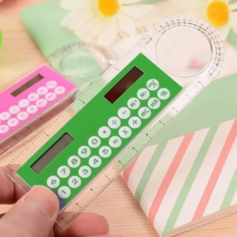 10cm Ruler Calculator Solar Power Card Mini Calculation Student Arithmetic Multifunctional Calculator Computer Digital Caliper