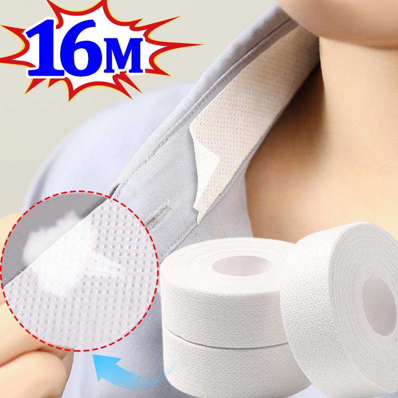 Protector antisuciedad para cuello de camisa y sombrero, pegatina de fijación, cinta autoadhesiva desechable, cinta absorbente de sudor enrollada, 8/16M
