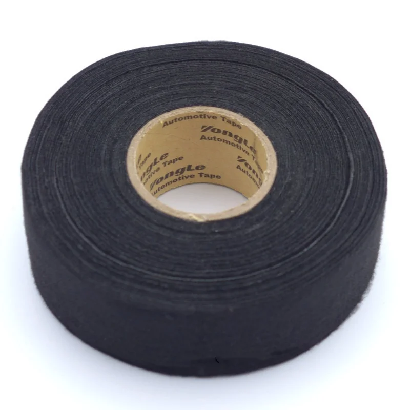 Rolo de fita de tecido adesivo, Cabos, Cablagem para carro, Auto, Preto, 25m