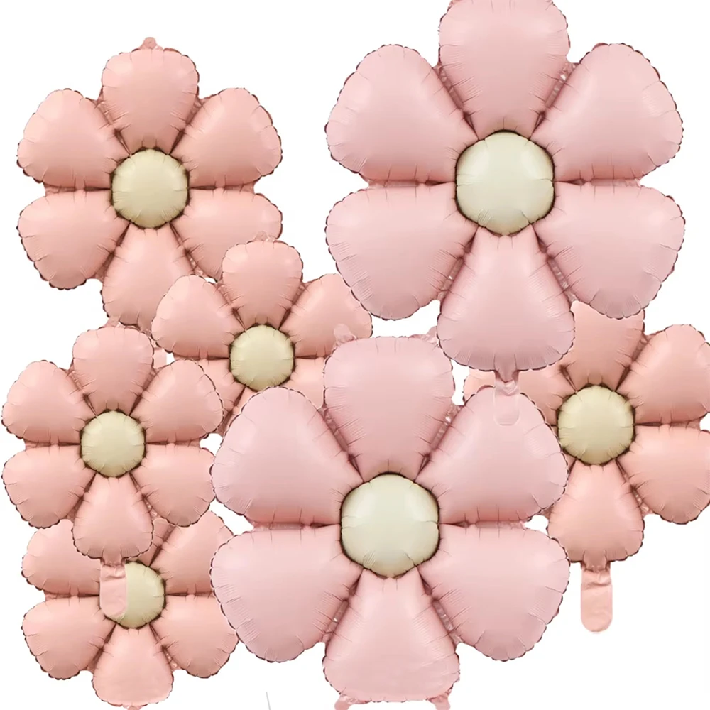 6 ชิ้น/เซ็ต Matt สีชมพู Candy Daisy บอลลูนอลูมิเนียมฟอยล์บอลลูนเจ้าสาววันเกิดงานแต่งงานตกแต่งบอลลูนอุปกรณ์