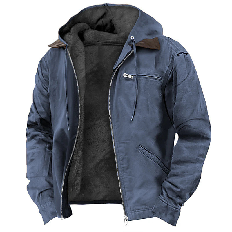 Otoño Invierno de los hombres Casual con capucha cremallera sólido forro polar chaquetas cálidas masculino Multi bolsillos al aire libre sudaderas con capucha abrigos prendas de vestir exteriores