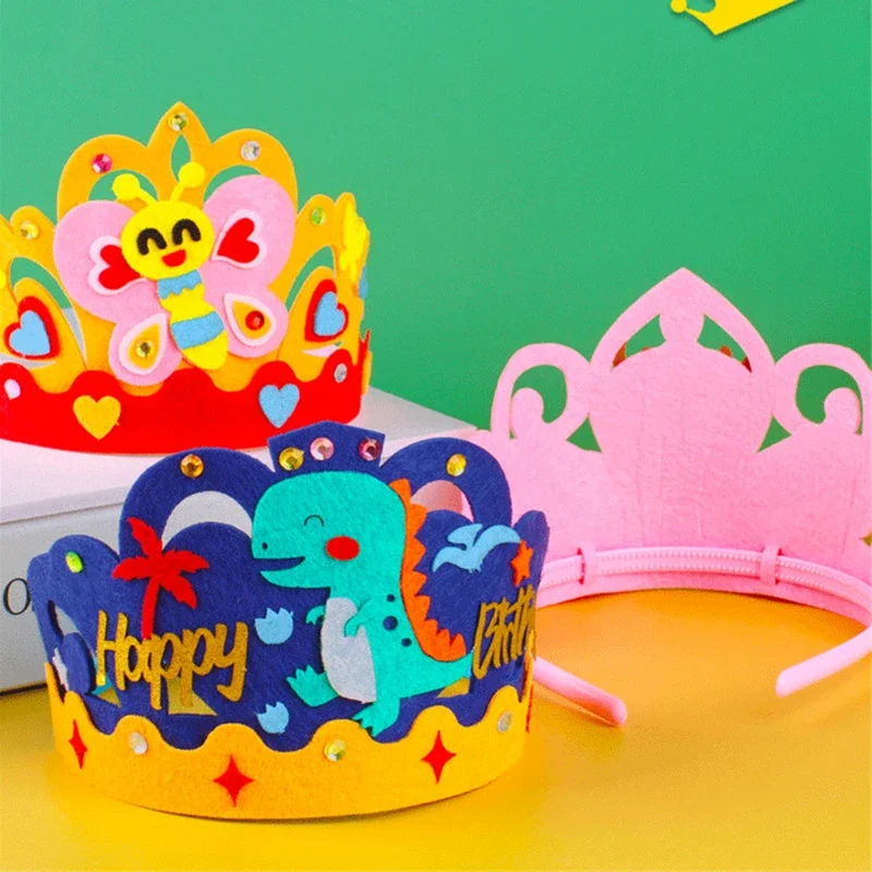 4 ピース/ロット DIY 工芸品おもちゃクラウンクリエイティブ紙スパンコール動物パターンのおもちゃ子供のための子供幼稚園アートパーティーの装飾
