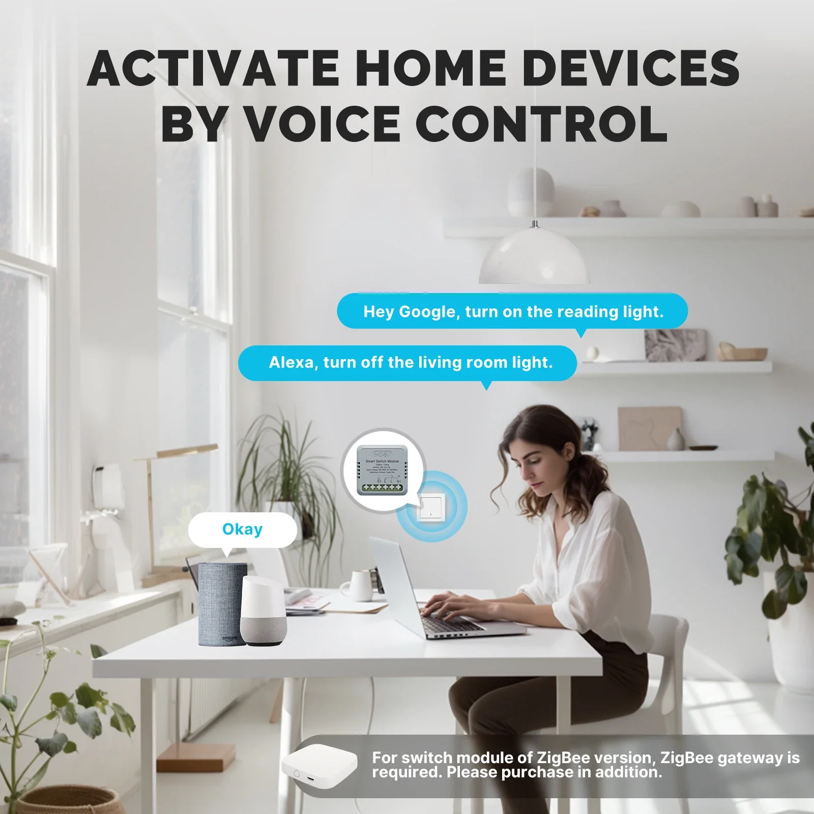 MOES Star Ring Series Mini Tuya WiFi/Zigbee interruptor inteligente módulo DIY interruptor de luz 1/2 Gang Control remoto trabajo Alexa Google Home