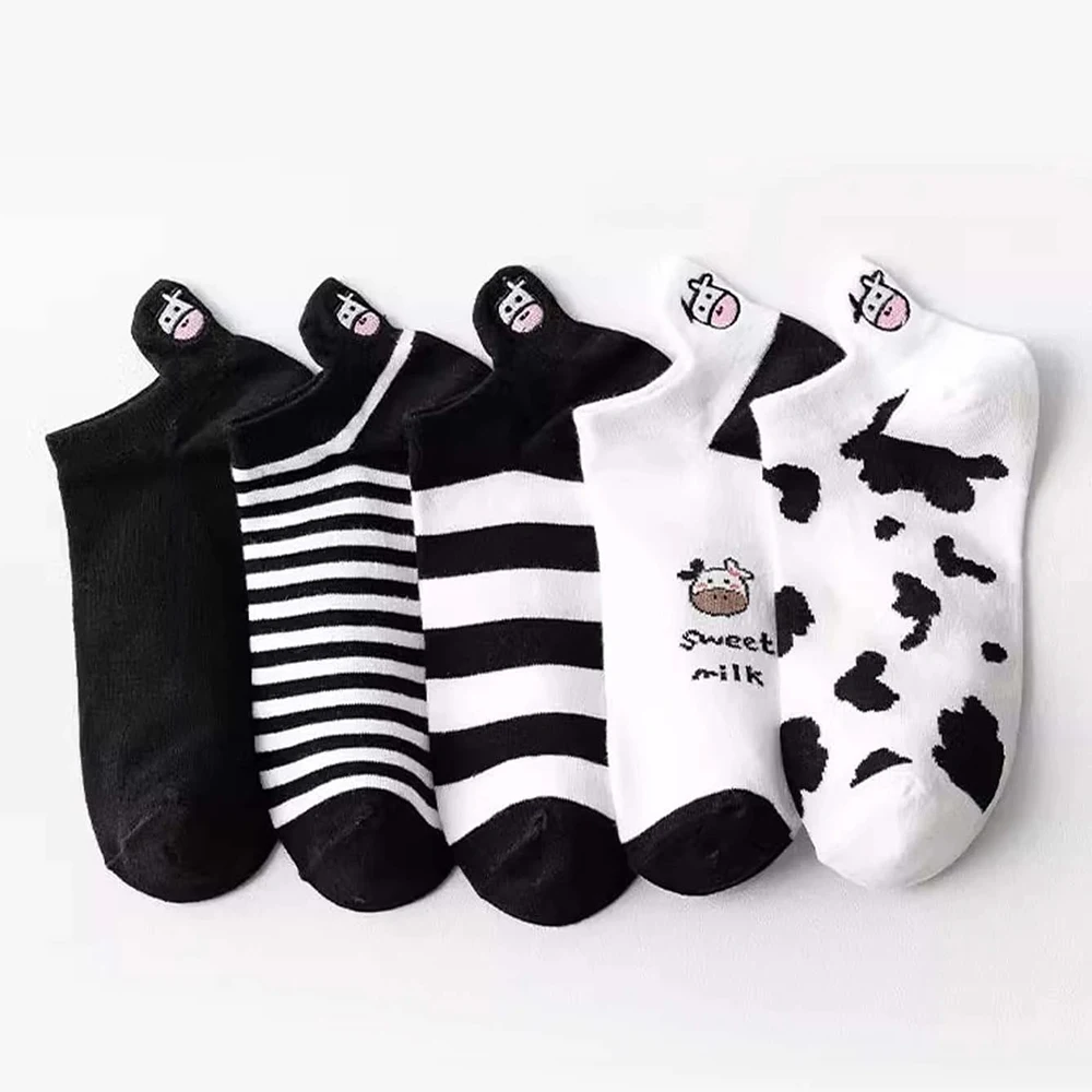 5 pares/lote verão feminino dos desenhos animados meias curtas animal impressão baixo tubo legal meias conjunto bonito tornozelo pé capa moda nova kawaii meia