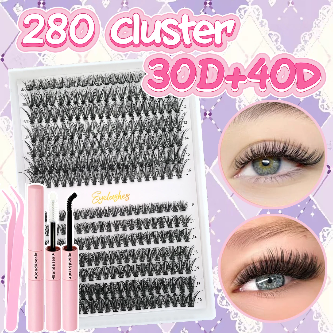 Feather-Light Natural Cluster Lashes Kit – Effortless Daily Glam in Seconds! All-in-One Tool Set for Foolproof Fluttery Looks